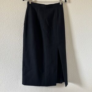 VTG Isaac Hazan 100% Wool Midi Maxi Skirt Women’s 10 Black Modest grunge Gothic